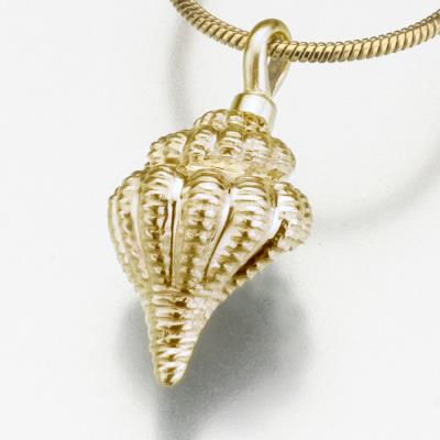 gold vermeil conch shell cremation pendant necklace